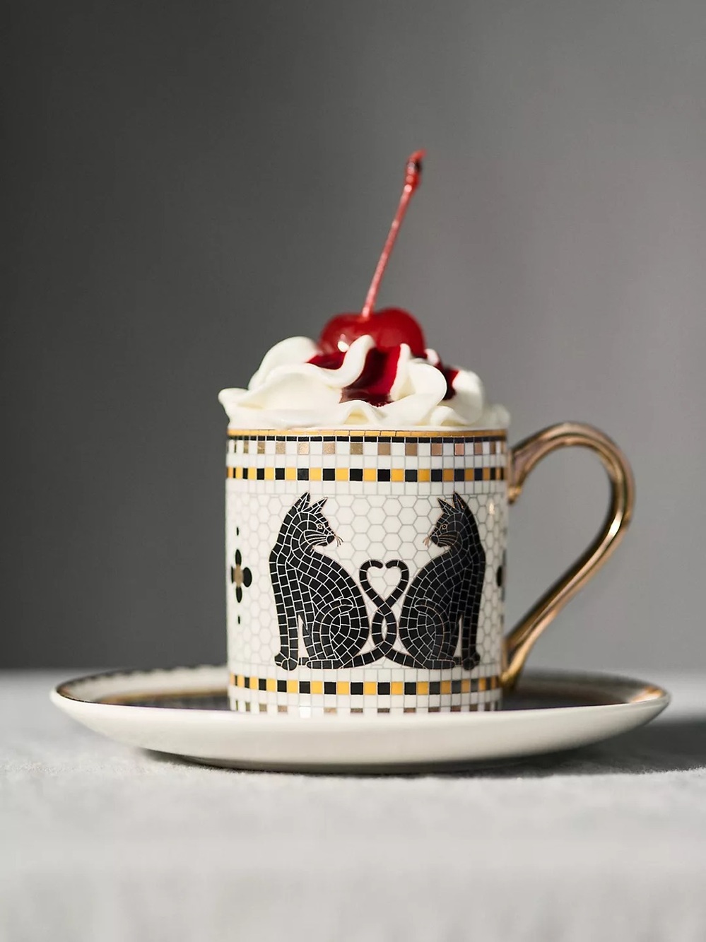 ANTHROPOLOGIE NWT Bistro Tile Stoneware 24k Gold Accent
Halloween Espresso Cup
